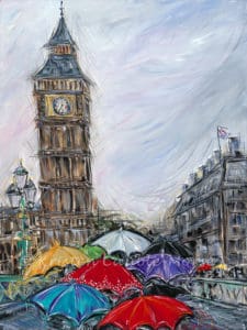 PAINTING Red Umbrella in London