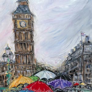 PAINTING Red Umbrella in London